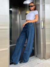 Top Model Low Rise Straight Leg Jeans Dark Denim